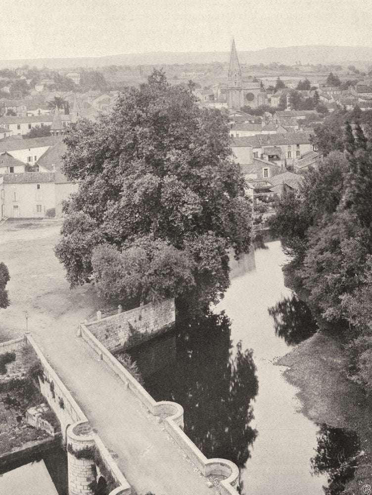 CHARENTE. La Rochefoucauld- Vue générale 1904 old antique print picture
